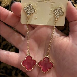 Elegant Gold and Clover Drop Earrings